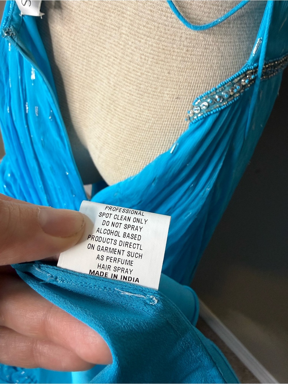 Sherri Hill 52643 Aqua Blue Metallic Chiffon Corset Ruffle Gown Size 12 - Picture 11 of 11